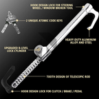 CQ-Legend Retractable Steering Wheel Lock & Adjustable Brake Lock Bar – Universal Car Anti-Theft Security Lock