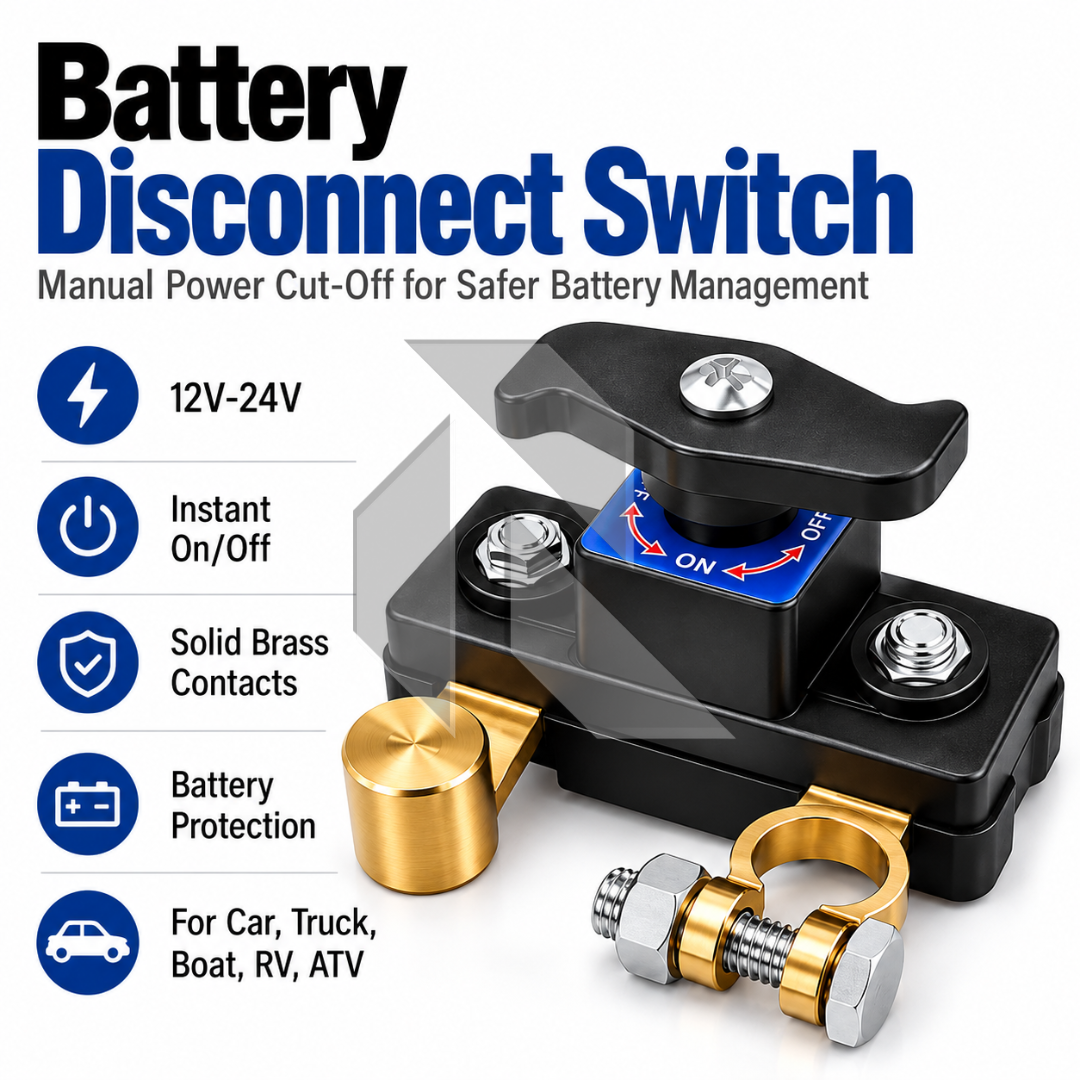 Heavy Duty Copper Car Battery Disconnect Switch 12V-24V – Manual Power Cut Off Battery Isolator