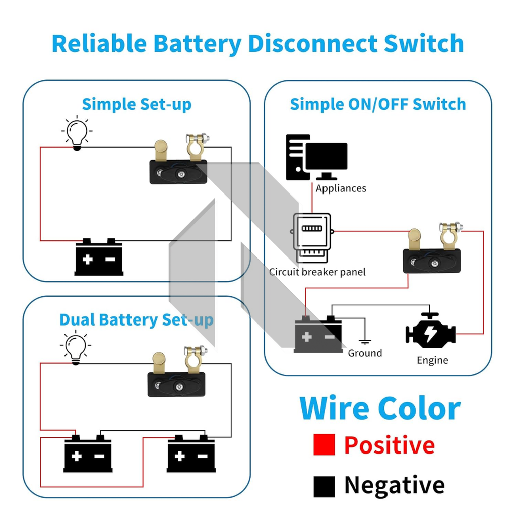 Heavy Duty Copper Car Battery Disconnect Switch 12V-24V – Manual Power Cut Off Battery Isolator