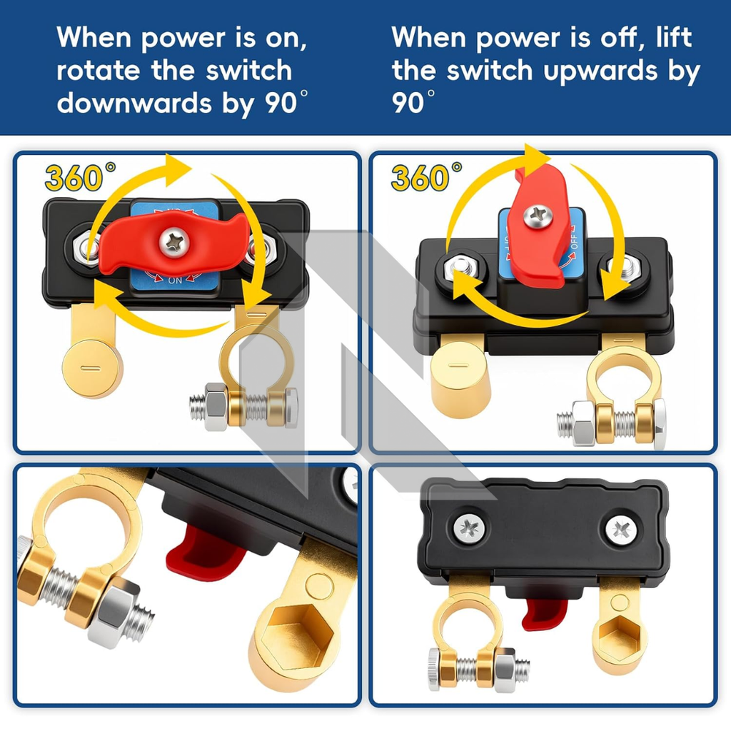 Heavy Duty Copper Car Battery Disconnect Switch 12V-24V – Manual Power Cut Off Battery Isolator