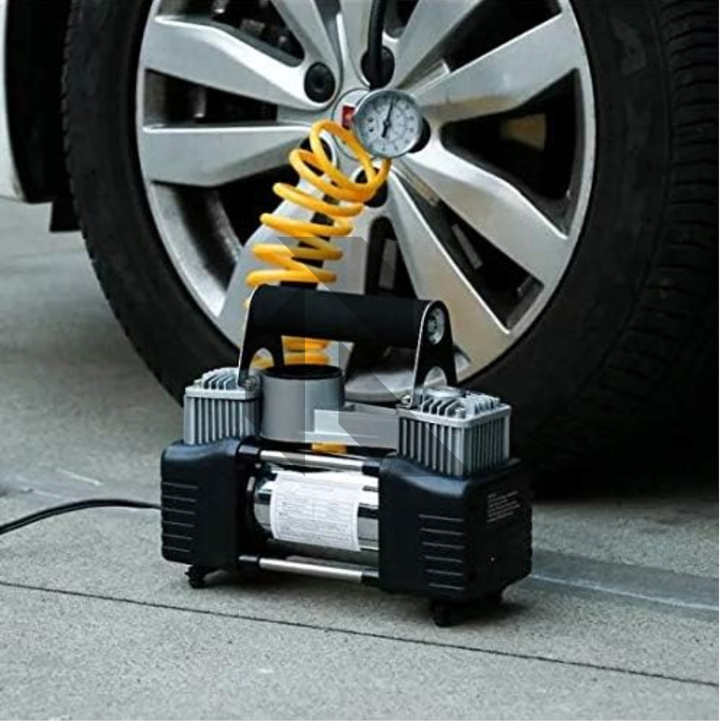 Dual Cylinder Heavy Duty Tire Inflator Air Compressor Pump – 150PSI 12V Portable Air Compressor