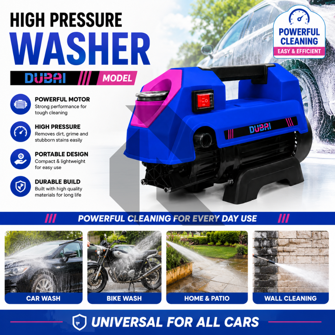 Dubai High Pressure Washer 180 Bar | Thermal Protector | Free 100ML Shampoo + Microfiber Towel