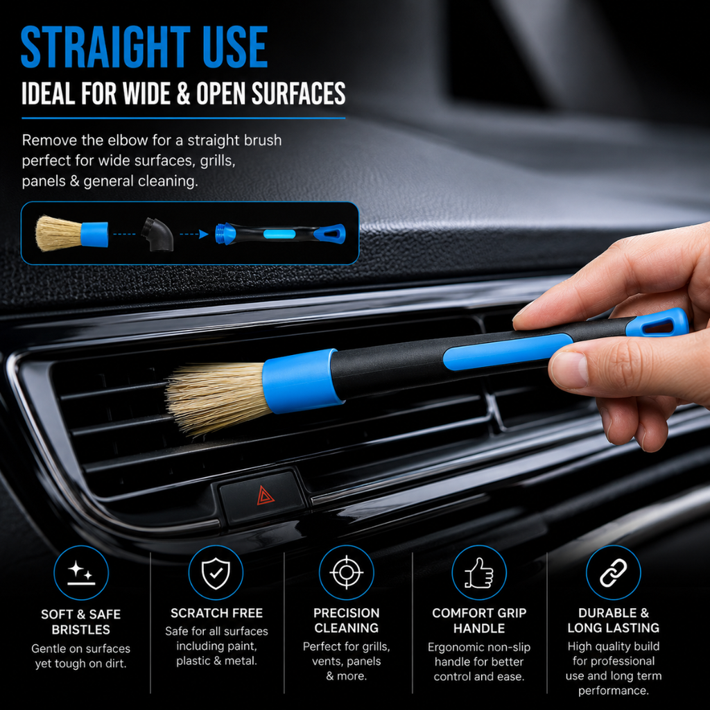 2-in-1 Detailing Brush – Convertible L-Shape & Straight Cleaning Brush for Car Detailing