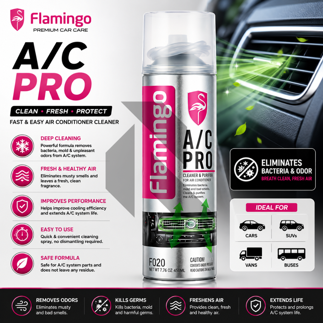 Flamingo A/C Pro Air Conditioner Foam Cleaner Spray 500ml – Car AC Cleaning & Deodorizing Foam Main image