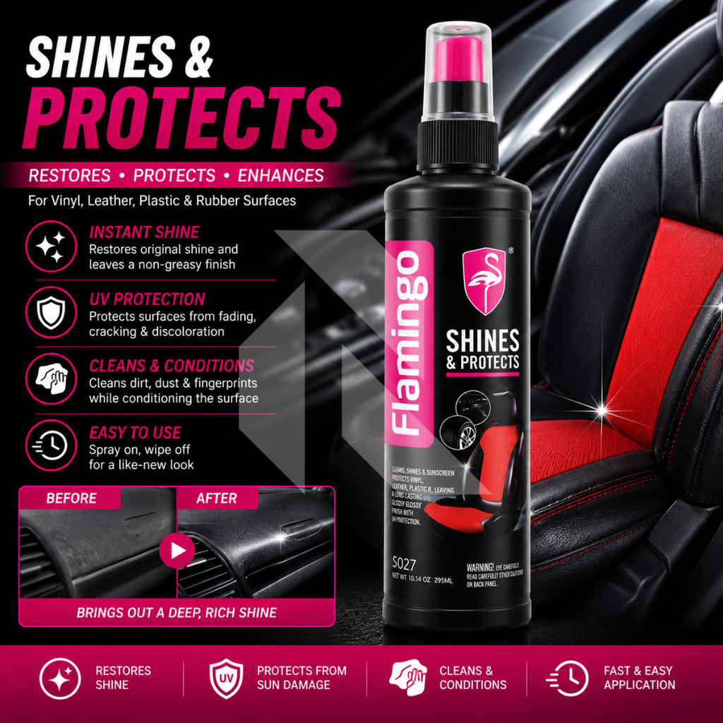 Flamingo Shine & Protectant Spray 295ml – Interior Plastic, Vinyl & Rubber Protectant