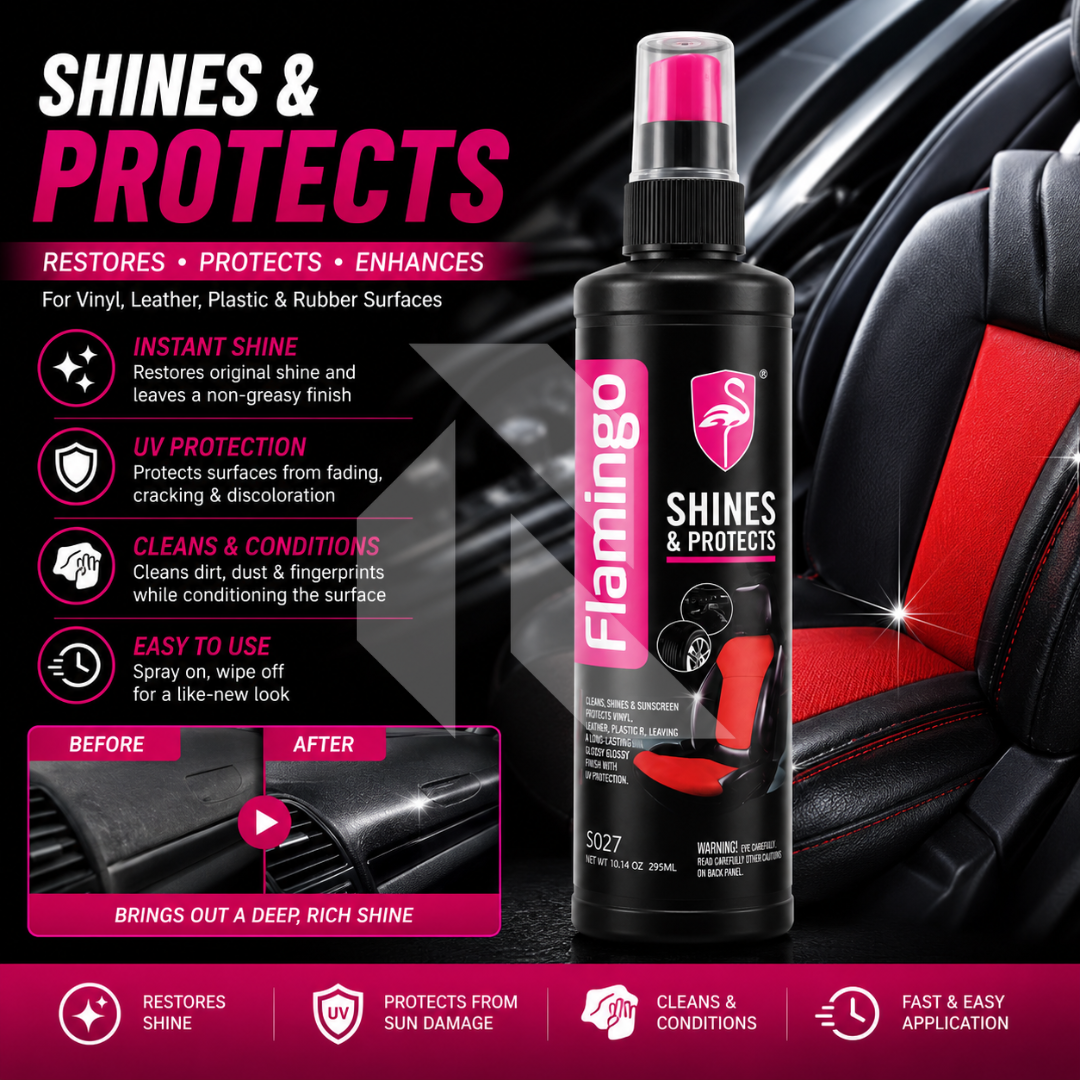 Flamingo Shine & Protectant Spray 295ml – Interior Plastic, Vinyl & Rubber Protectant