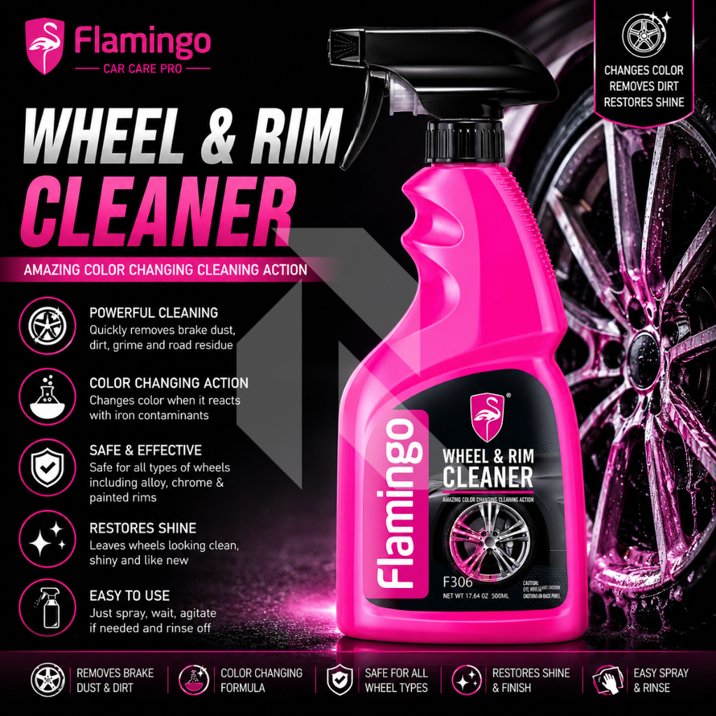 Flamingo Wheel & Rim Cleaner 500ml – Iron Remover Purple Reaction Wheel Cleaner for Alloy Wheels