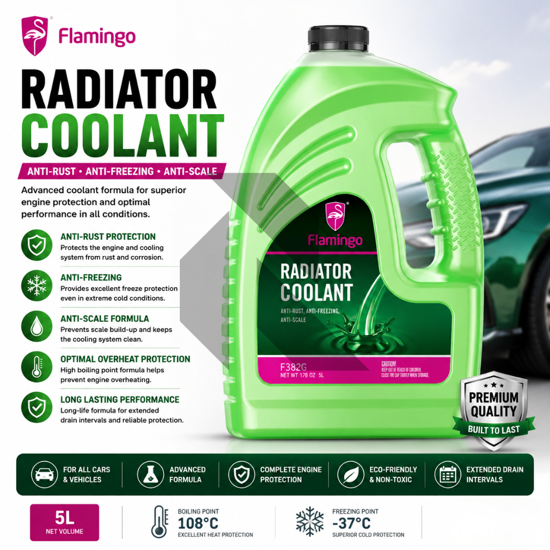 Flamingo Radiator Coolant Green 5L – Ready to Use Engine Coolant