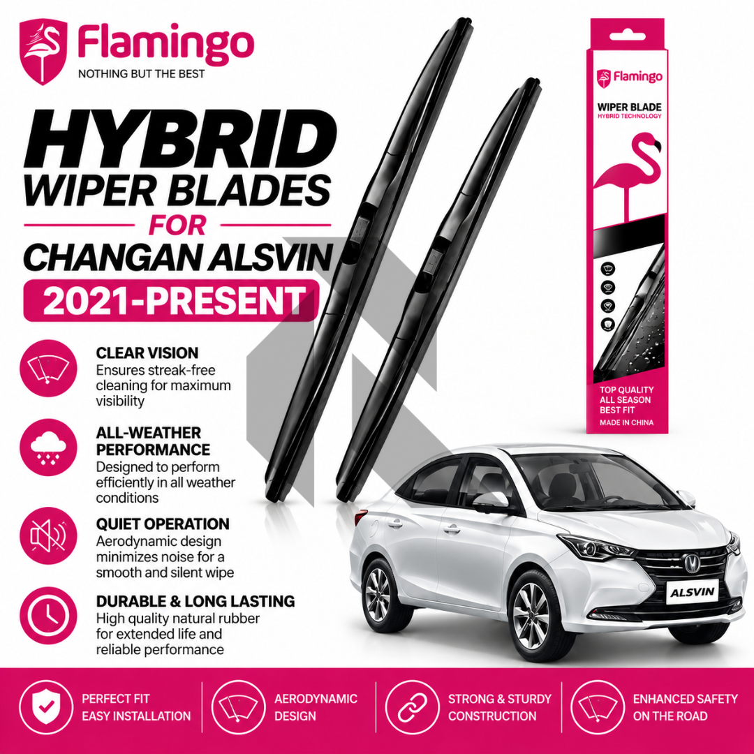 Flamingo Hybrid Wiper Blades for Changan Alsvin – Premium All-Weather Windshield Wipers Main image