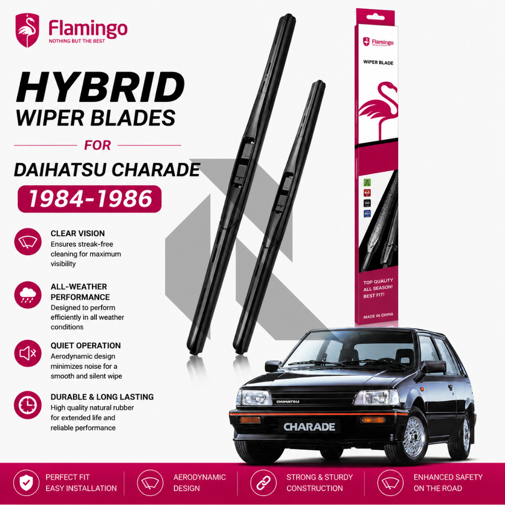 Flamingo Hybrid Wiper Blades for Daihatsu Charade 1984-1986 – Premium All-Weather Windshield Wipers