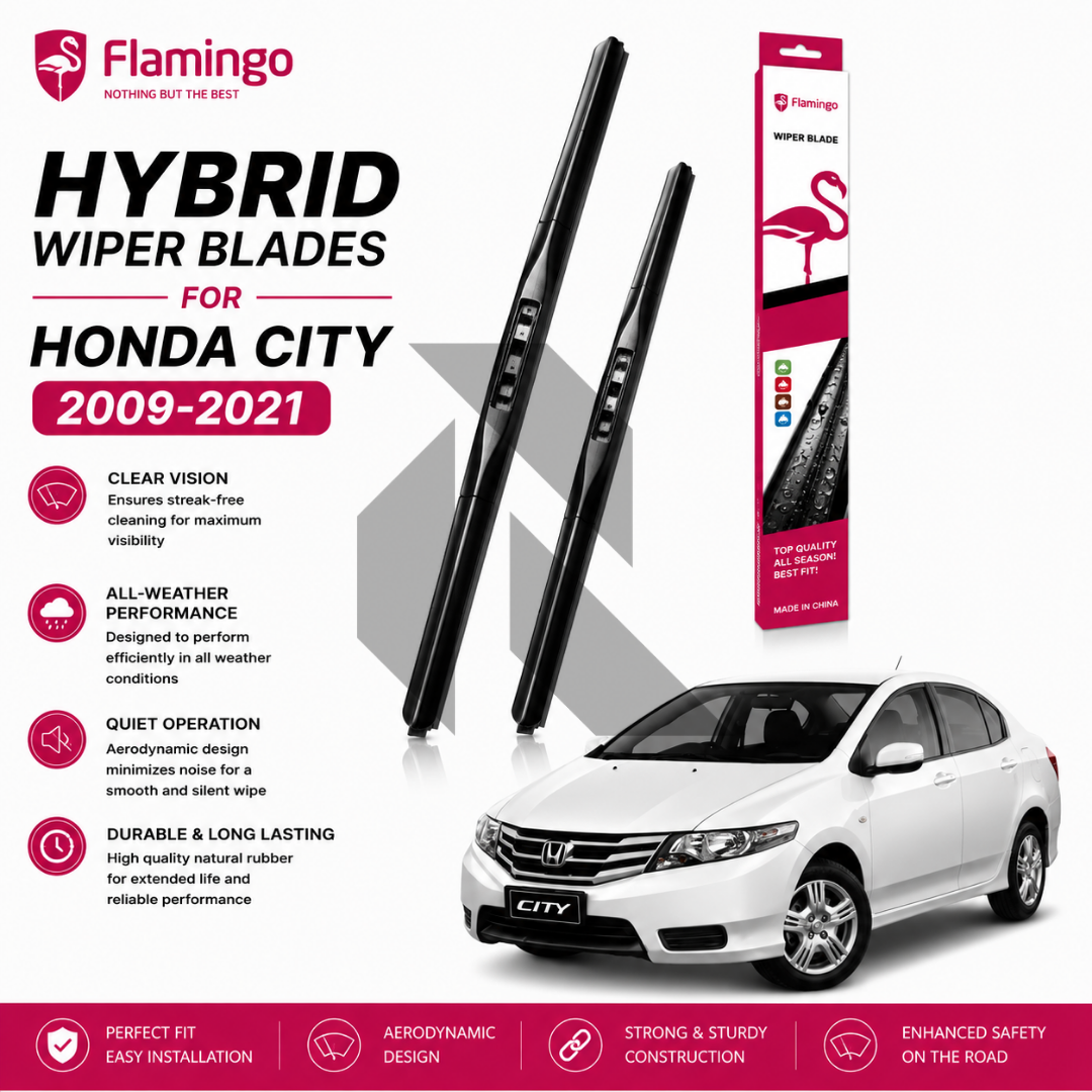 Flamingo Hybrid Wiper Blades for Honda City 2009-2021 – Premium All-Weather Windshield Wipers