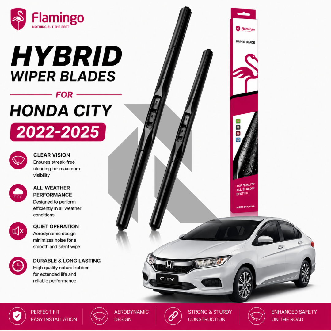 Flamingo Hybrid Wiper Blades for Honda City 2022-2025 – Premium All-Weather Windshield Wipers