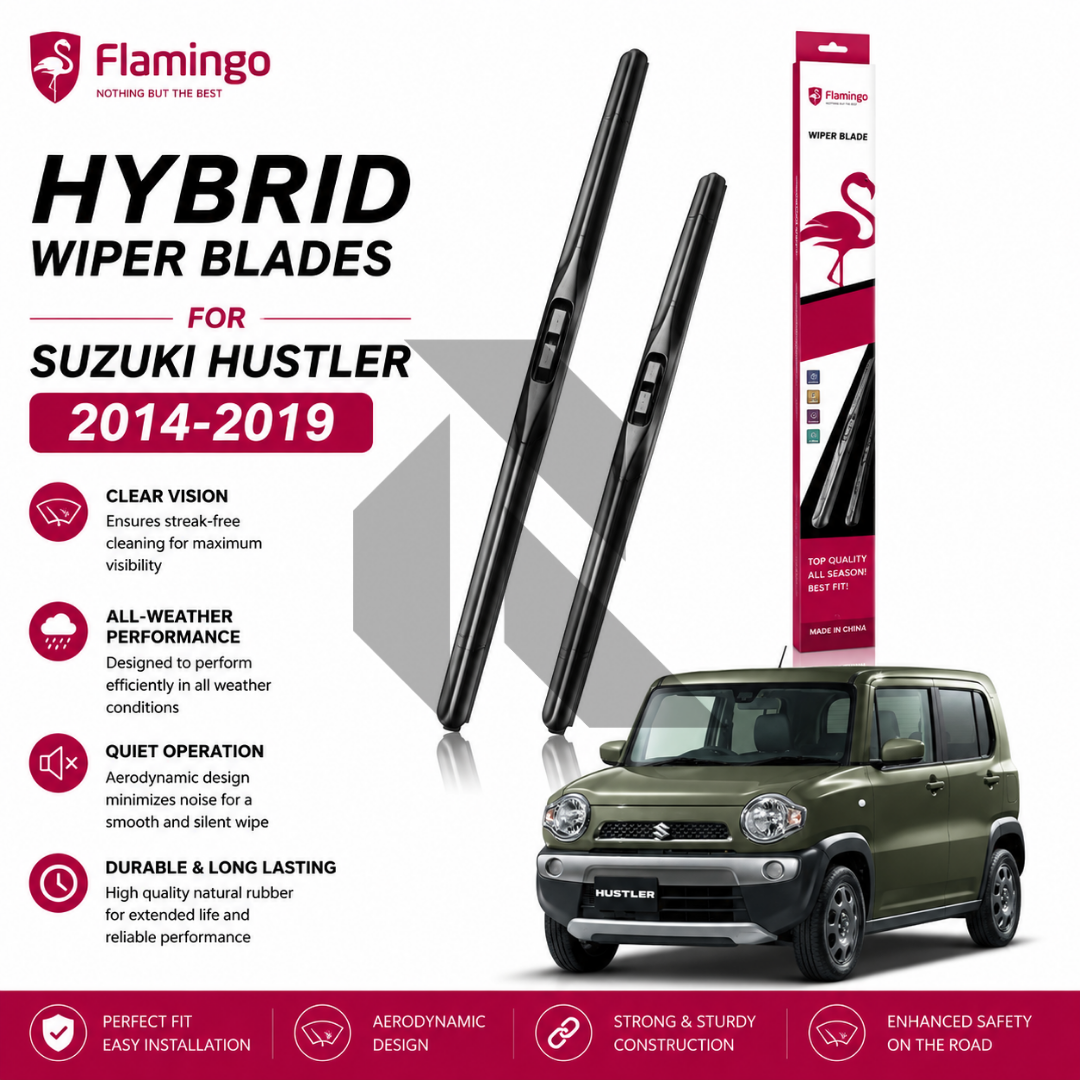 Flamingo Hybrid Wiper Blades for Suzuki Hustler 2014-2019 – Premium All-Weather Windshield Wipers