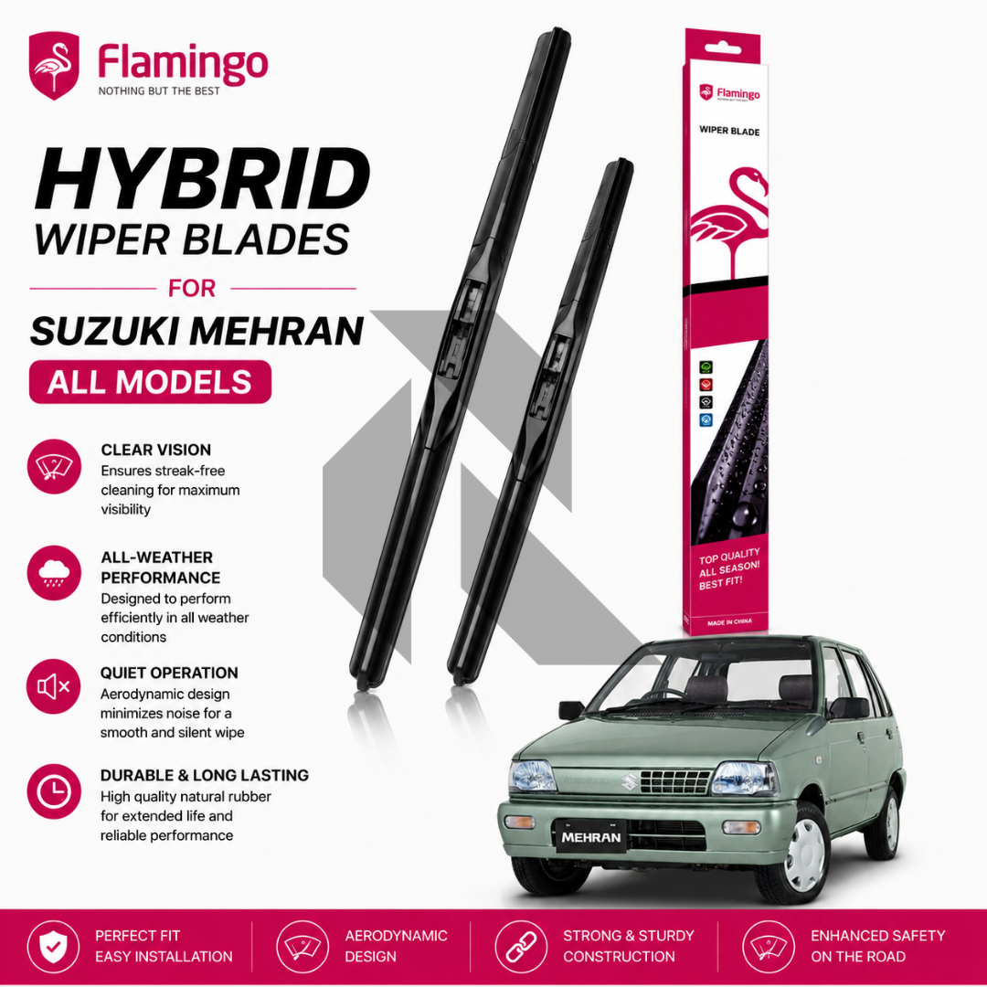 Flamingo Hybrid Wiper Blades for Suzuki Mehran 1989-2019 – Premium All-Weather Windshield Wipers Main image