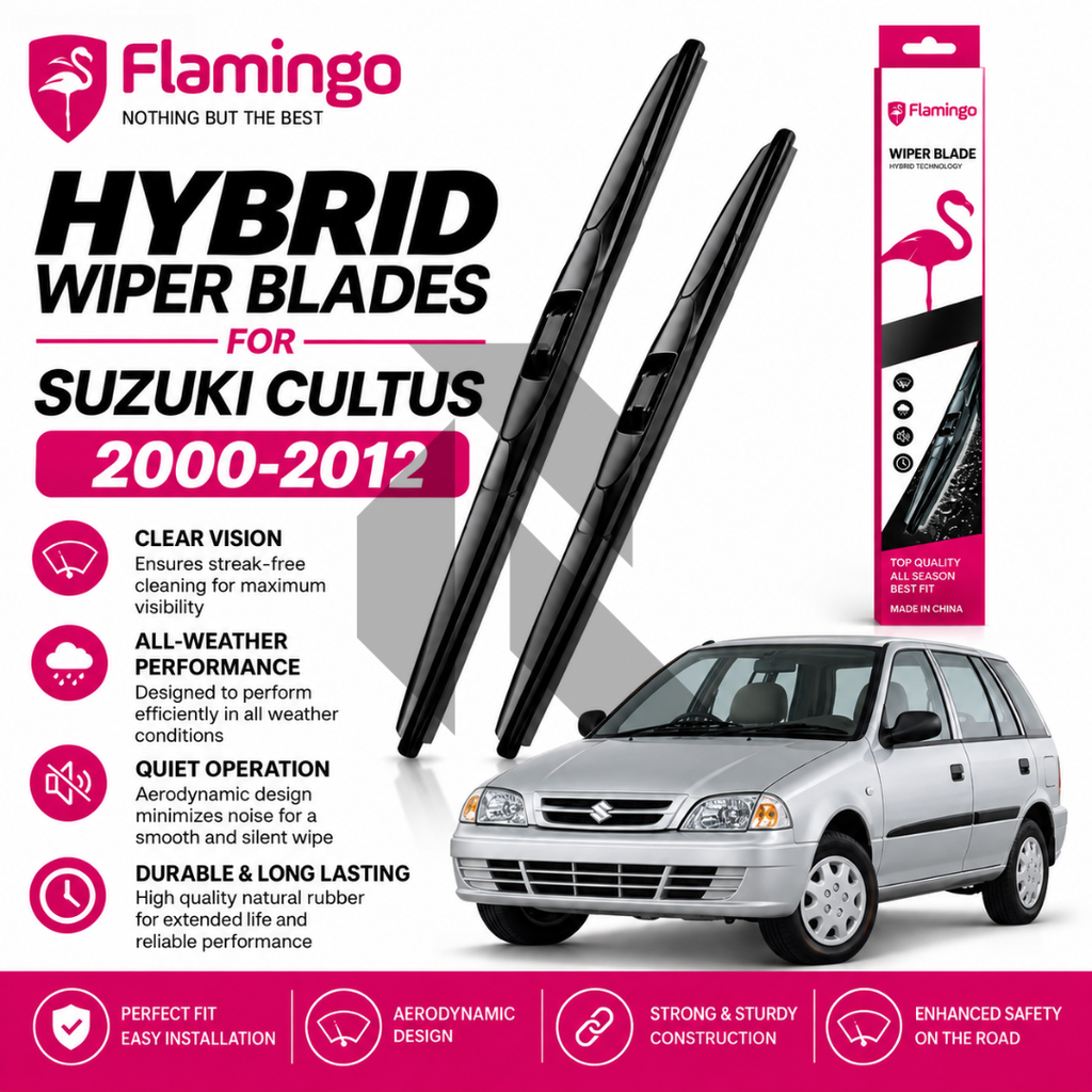 Flamingo Hybrid Wiper Blades for Suzuki Cultus 2000-2016 – Premium All-Weather Windshield Wipers