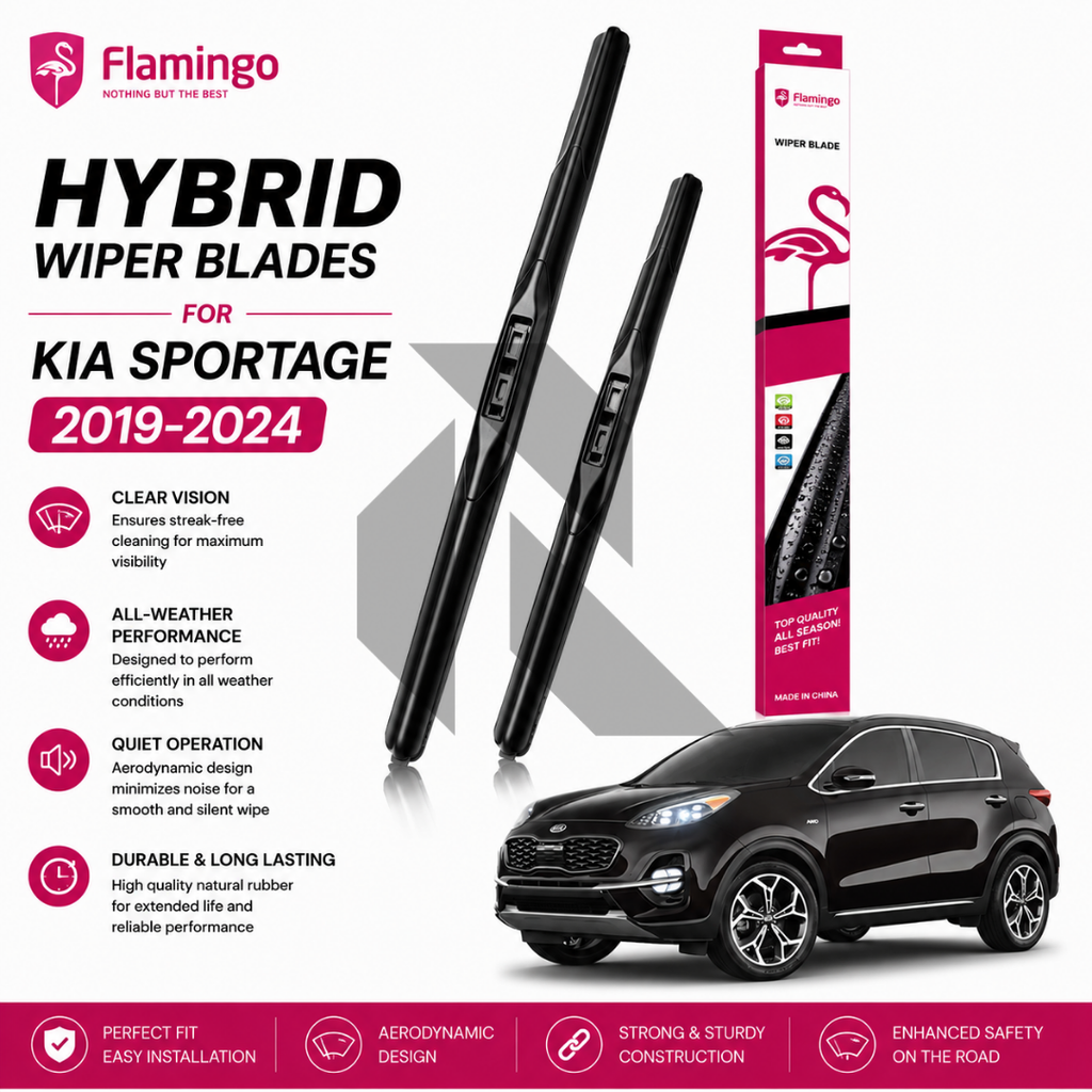 Flamingo Hybrid Wiper Blades for Kia Sportage 2019-2024 – Premium All-Weather Windshield Wipers