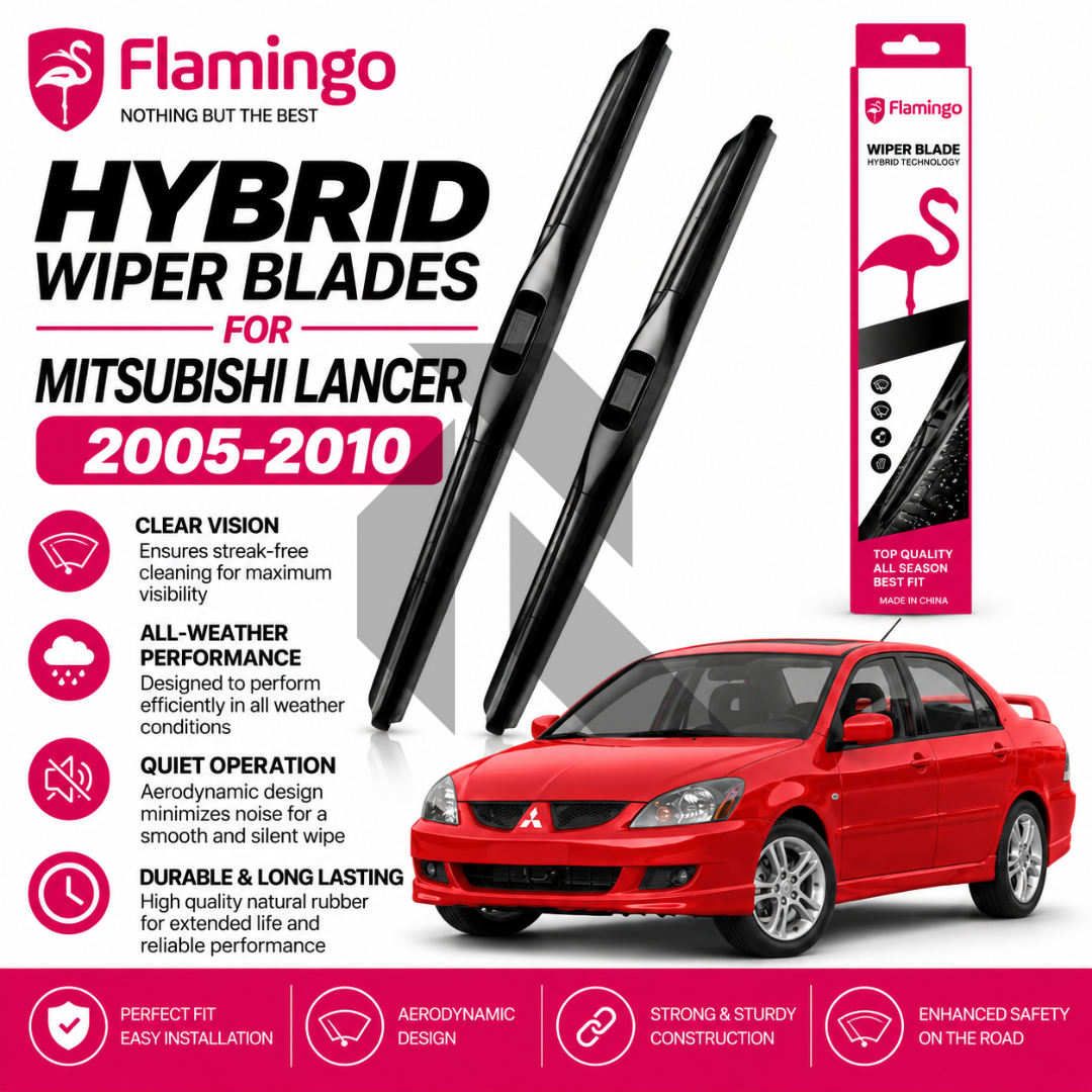 Flamingo Hybrid Wiper Blades for Mitsubishi Lancer 2005-2010 – Premium All-Weather Windshield Wipers