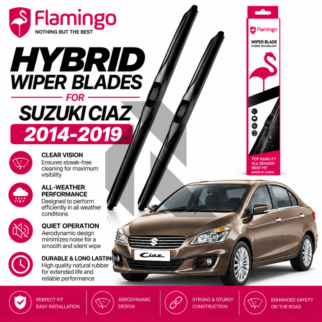 Flamingo Hybrid Wiper Blades for Suzuki Ciaz 2014-2019 – Premium All-Weather Windshield Wipers