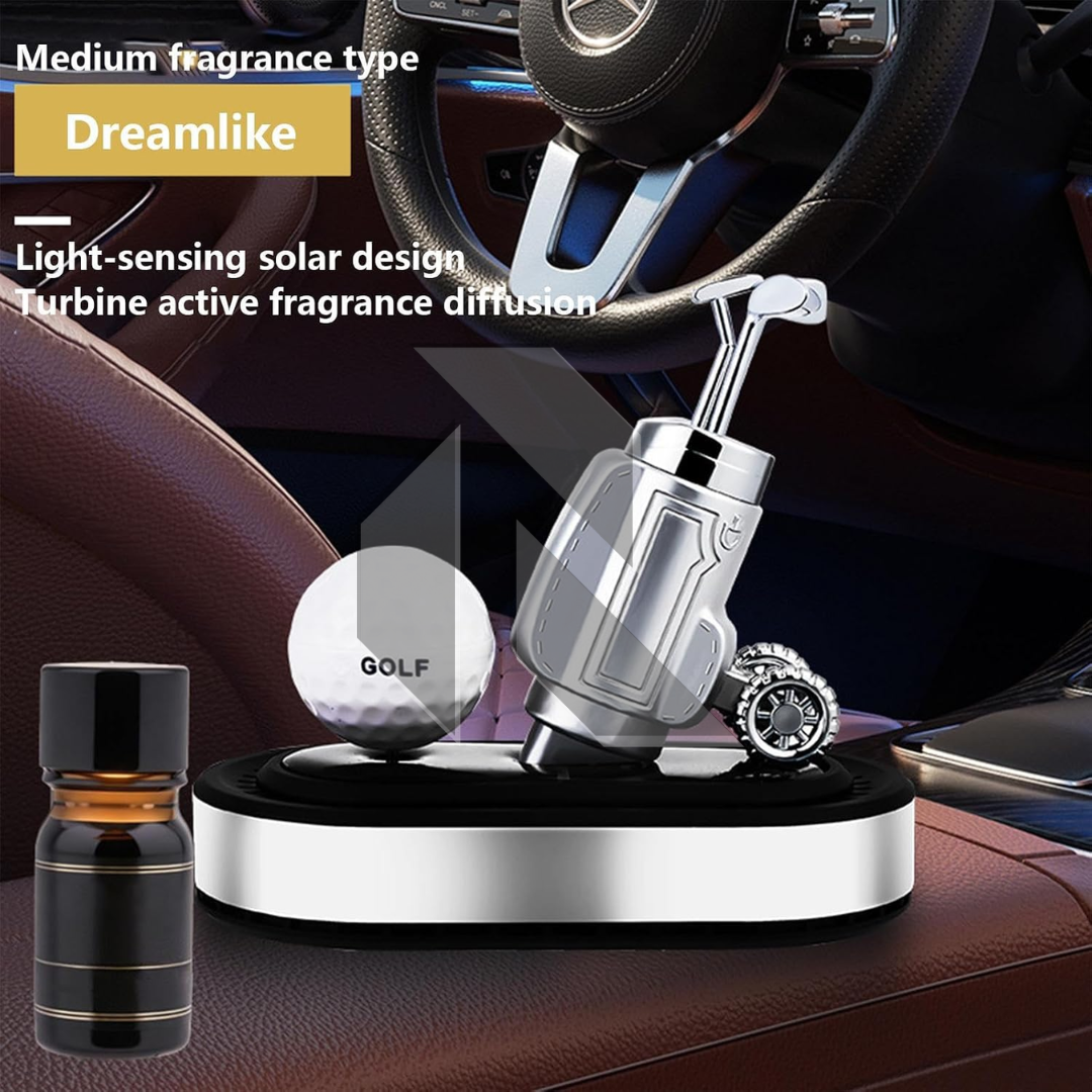 Rotating Golf Ball Solar Car Air Freshener – Creative Solar Powered Dashboard Aromatherapy Diffuser