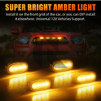 4 Pieces Car Grill LED Lights Daytime Running Lights 12V – Universal Fit for Cars, SUVs & Trucks