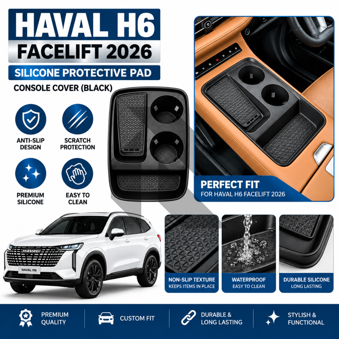 Haval H6 Facelift 2026 Silicone Protective Pad Console Cover – Black Anti-Slip Center Console Mat Main image