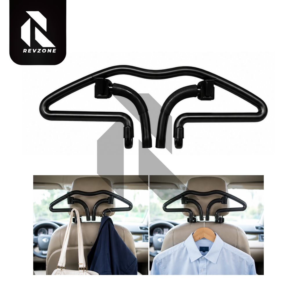 Car Seat Headrest Hanger – Dual Hook Clothes & Bag Holder for Car Back Seat Organizer