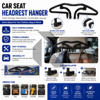 Car Seat Headrest Hanger – Dual Hook Clothes & Bag Holder for Car Back Seat Organizer