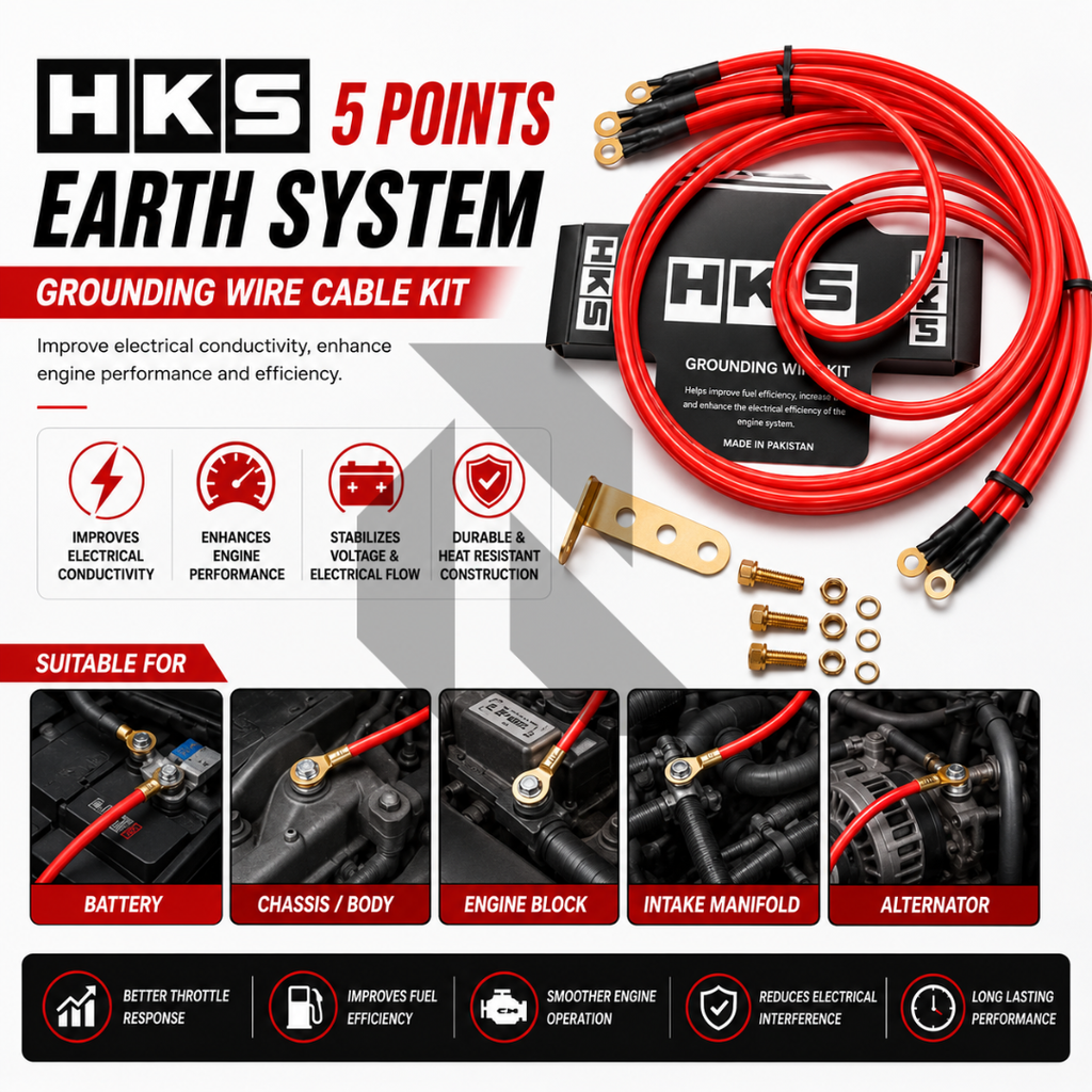 HKS Universal 5 Points Earth System Grounding Wire Cable Kit – Engine Ground Wire