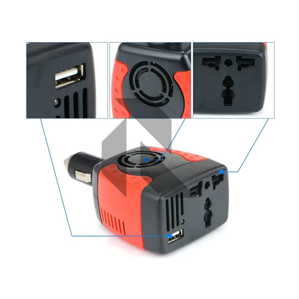 150W DC 12V to AC 220V Car Power Inverter – Auto Voltage Converter Cigarette Lighter Adapter