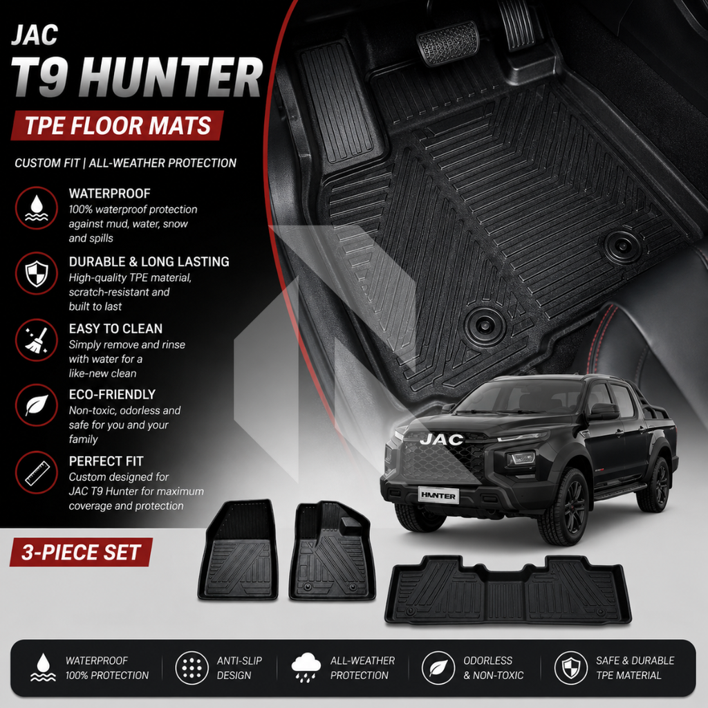 JAC T9 Hunter TPE Floor Mats – Waterproof & Custom Fit All-Weather Car Mats