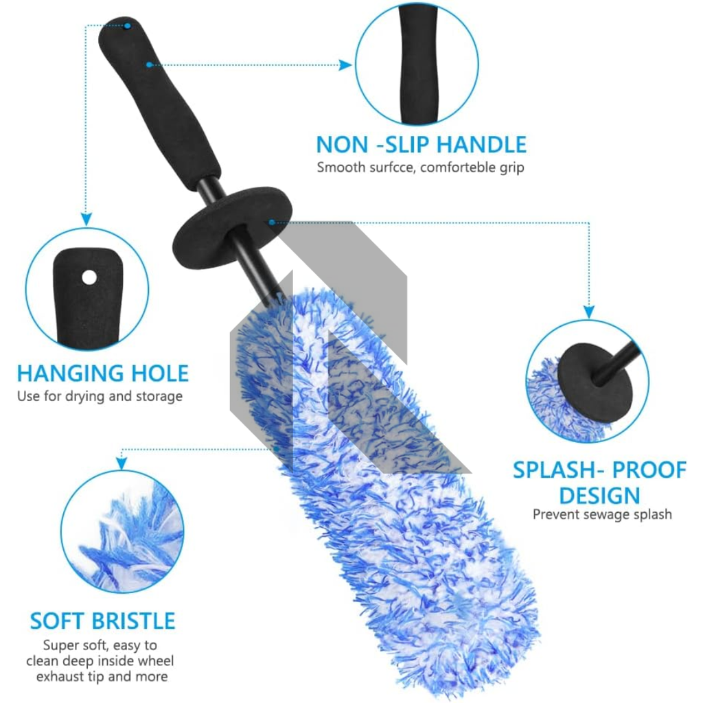 Car & Bike Tyre Cleaning Microfiber Brush – Wheel Rim Detailing Brush for Deep Cleaning