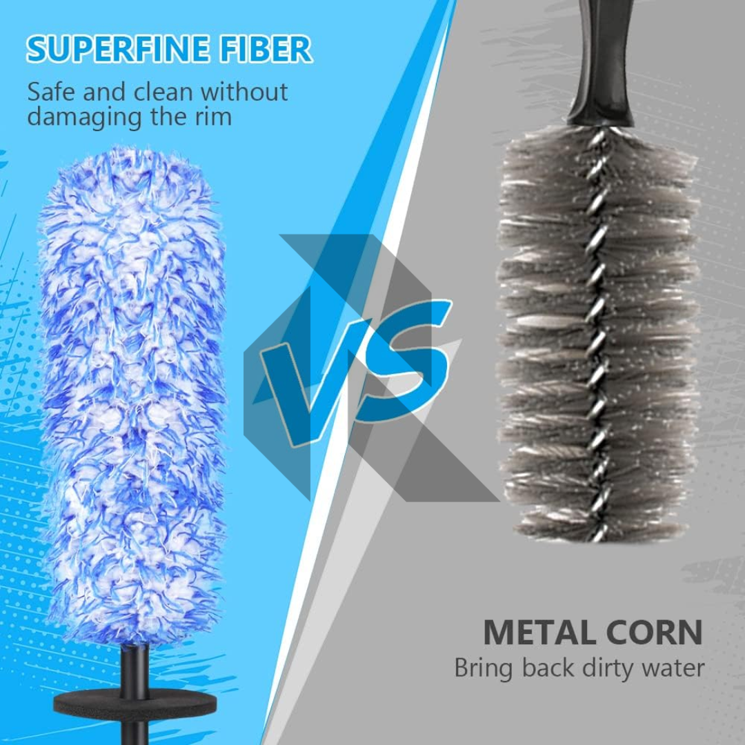 Car & Bike Tyre Cleaning Microfiber Brush – Wheel Rim Detailing Brush for Deep Cleaning