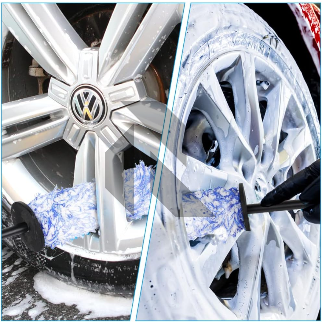 Car & Bike Tyre Cleaning Microfiber Brush – Wheel Rim Detailing Brush for Deep Cleaning