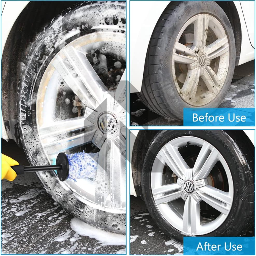 Car & Bike Tyre Cleaning Microfiber Brush – Wheel Rim Detailing Brush for Deep Cleaning