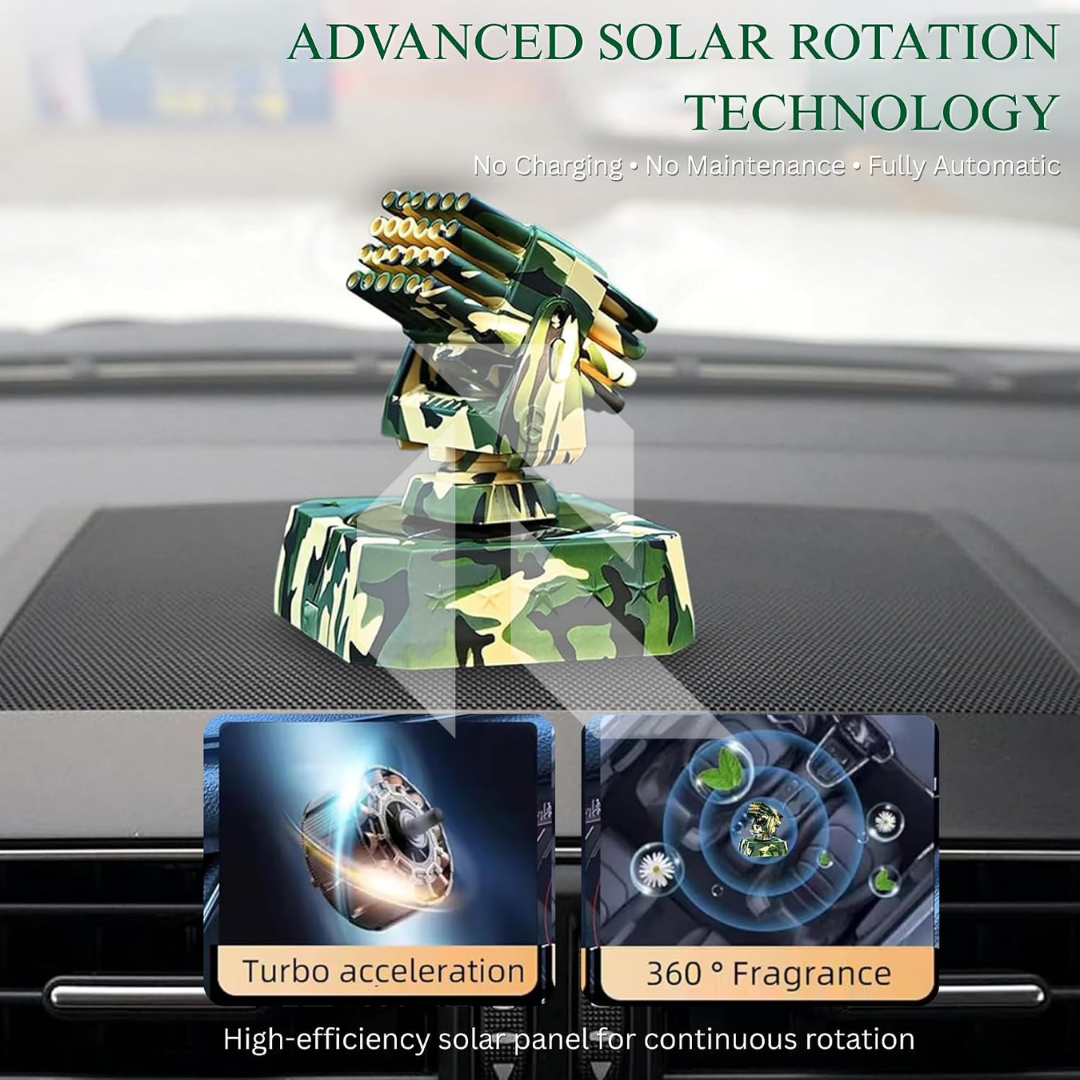 Solar Car Air Freshener Diffuser with Solar Rotation Missile Shape – Dashboard Car Perfume
