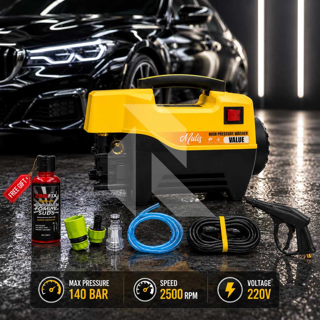 Mulis High Pressure Washer 140 Bar – 220V Induction Motor - Free Shampoo