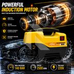 Mulis High Pressure Washer 140 Bar – 220V Induction Motor - Free Shampoo