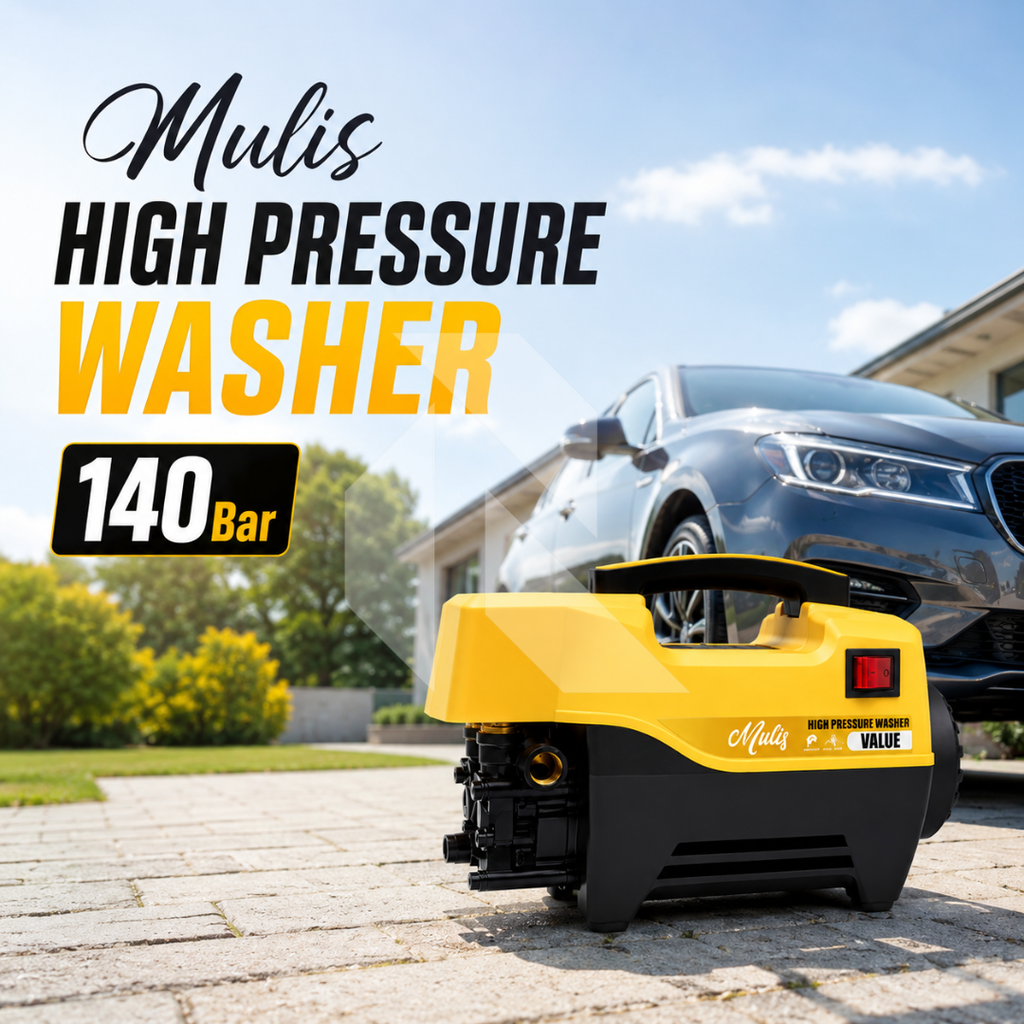 Mulis High Pressure Washer 140 Bar – 220V Induction Motor - Free Shampoo