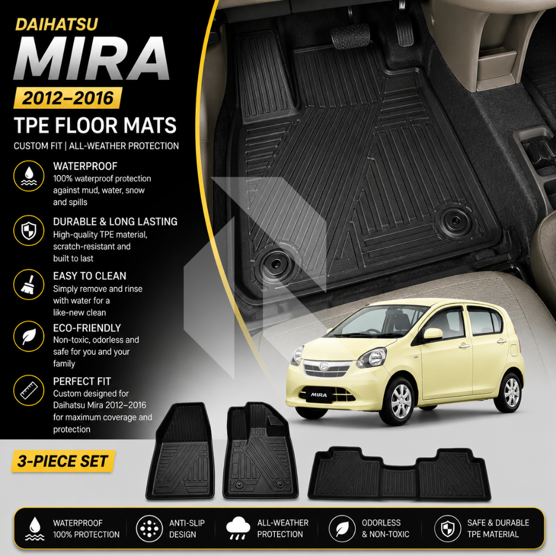Daihatsu Mira 2012-2016 TPE Floor Mats – Waterproof & Custom Fit All-Weather Car Mats Main image