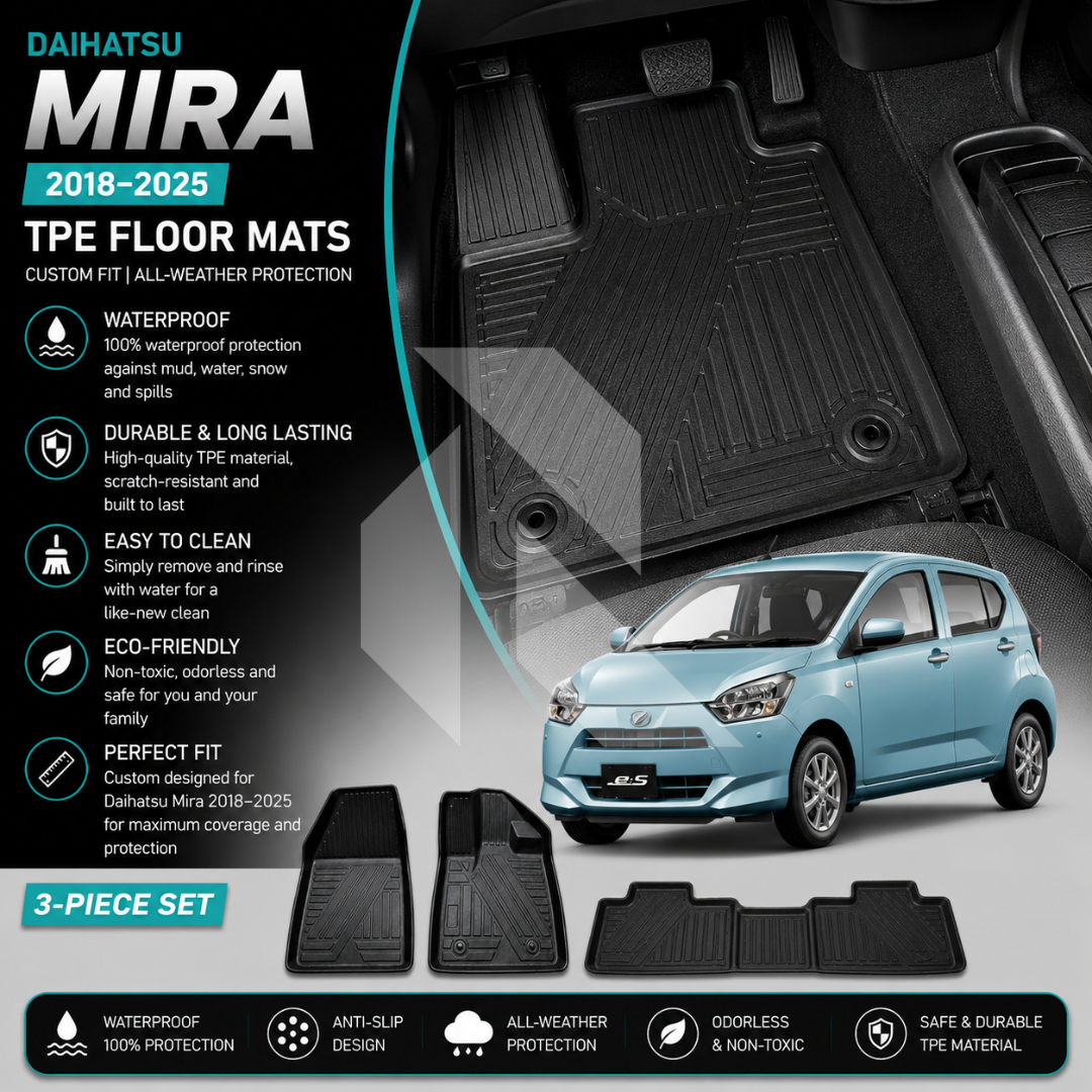 Daihatsu Mira 2018-2025 TPE Floor Mats – Waterproof & Custom Fit All-Weather Car Mats Main image