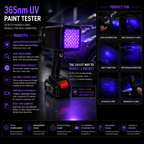 365nm UV Paint Tester Rechargeable Car Paint Inspection Light – Hidden Repair & Scratch Detection Tool