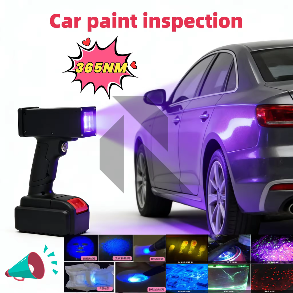 365nm UV Paint Tester Rechargeable Car Paint Inspection Light – Hidden Repair & Scratch Detection Tool