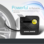 Steelmate P03 12V DC Portable Air Compressor Pump – LED Tire Inflator for Cars & Bikes