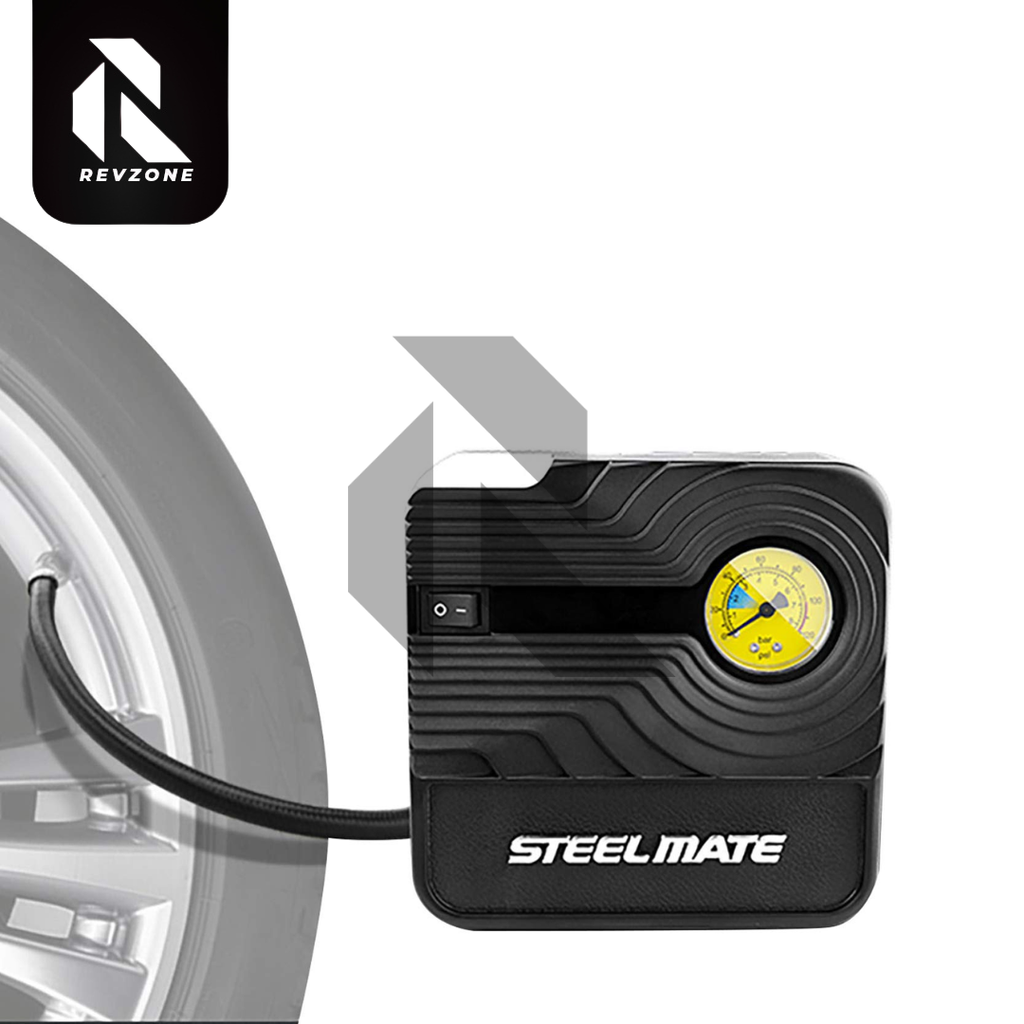 Steelmate P03 12V DC Portable Air Compressor Pump – LED Tire Inflator for Cars & Bikes