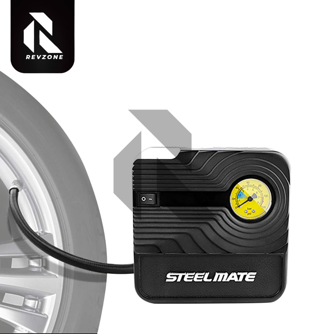 Steelmate P03 12V DC Portable Air Compressor Pump – LED Tire Inflator for Cars & Bikes
