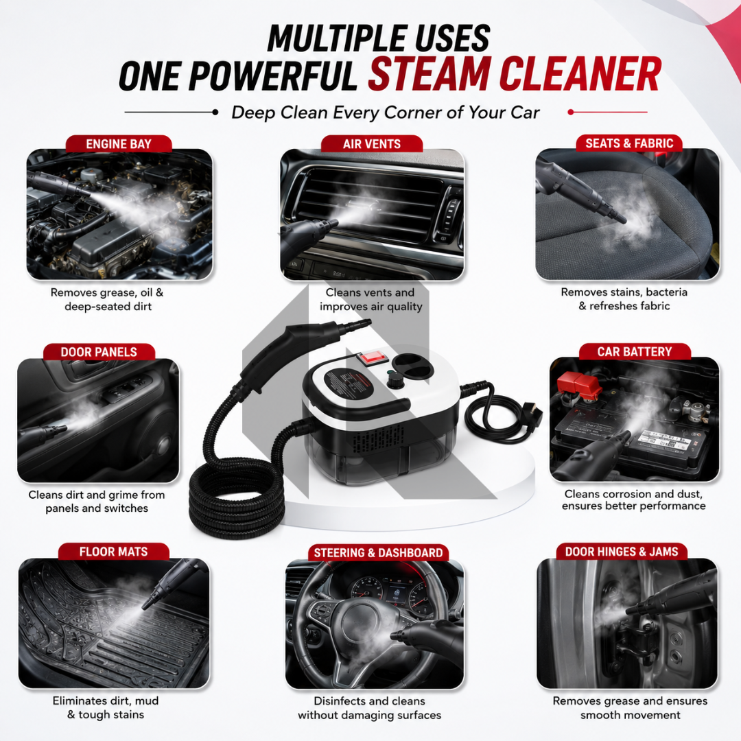 220V Portable Car Steam Cleaner with Complete Accessories Kit – 15S Fast Heating High Pressure Steam