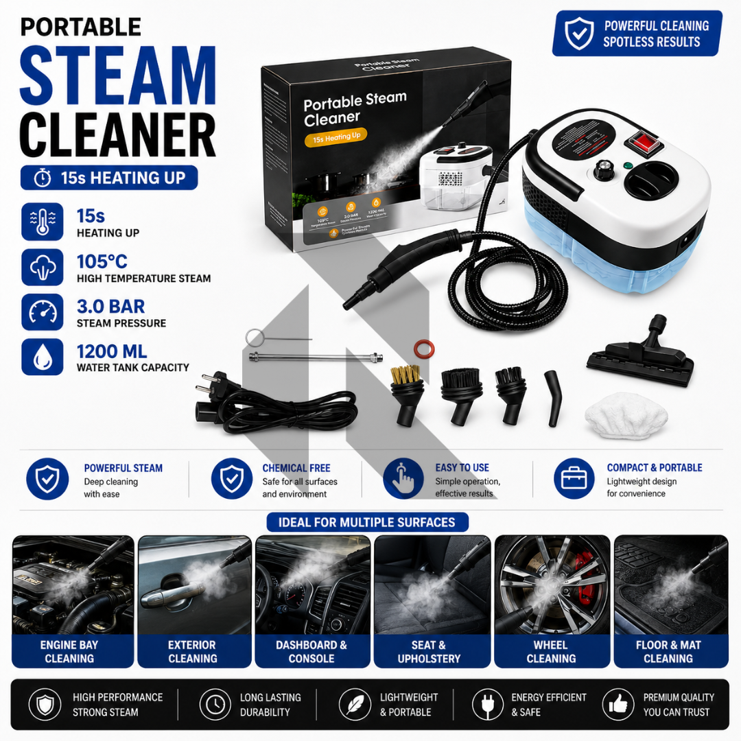 220V Portable Car Steam Cleaner with Complete Accessories Kit – 15S Fast Heating High Pressure Steam Main image