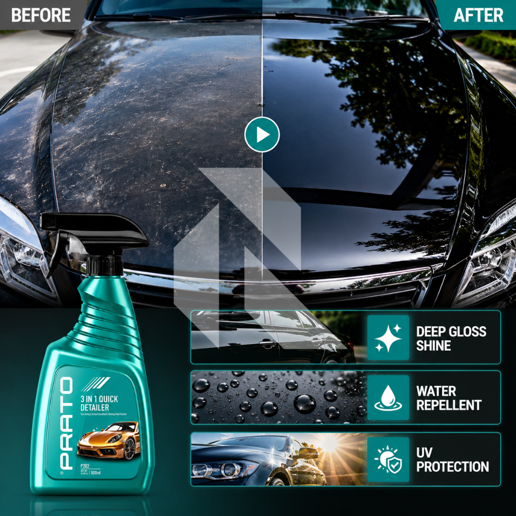 PRATO 3 in 1 Quick Detailer 500ML – Instant Shine, Cleaner & Paint Protection Spray