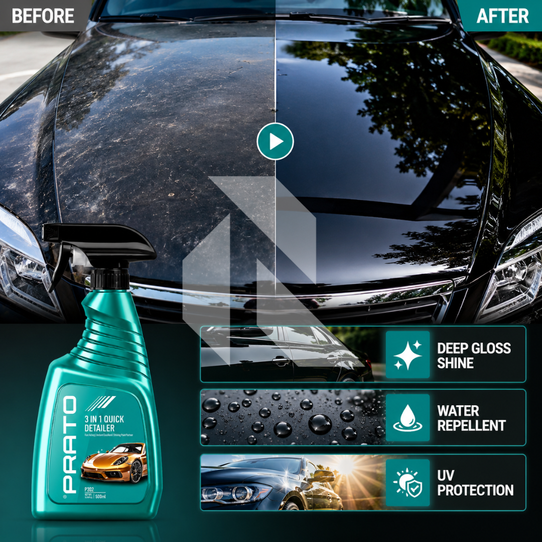 PRATO 3 in 1 Quick Detailer 500ML – Instant Shine, Cleaner & Paint Protection Spray
