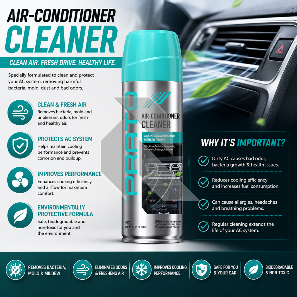 PRATO Air Conditioner Cleaner 500ML – Car AC Vent & Air Conditioning Cleaning Foam